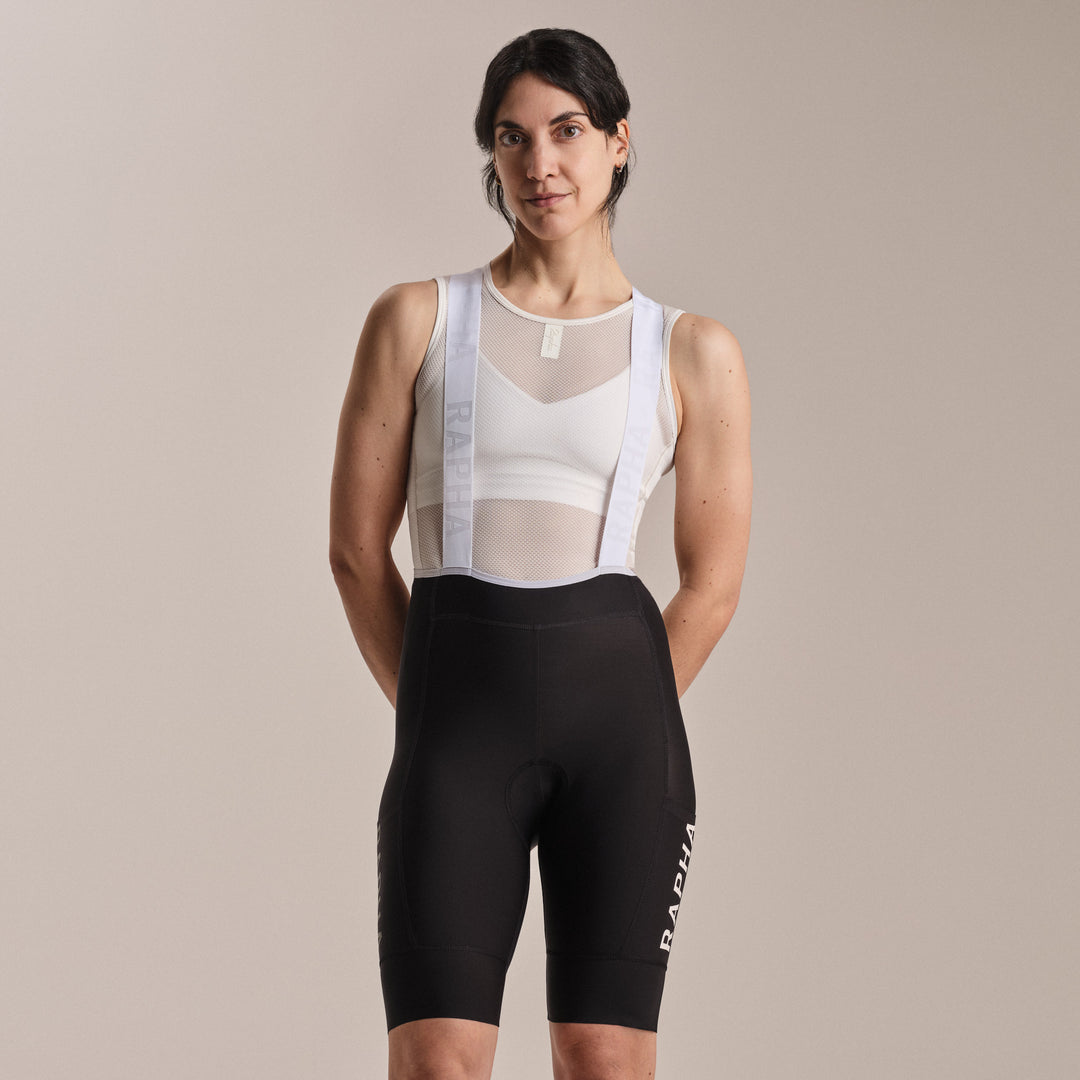 Rapha Women's Pro Team Cargo Bib Shorts - Regular (Black/White) - Dragonspine Cycling