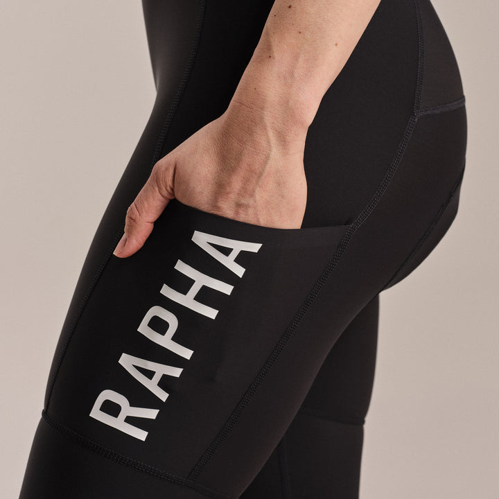 Rapha Women's Pro Team Cargo Bib Shorts - Regular (Black/White) - Dragonspine Cycling