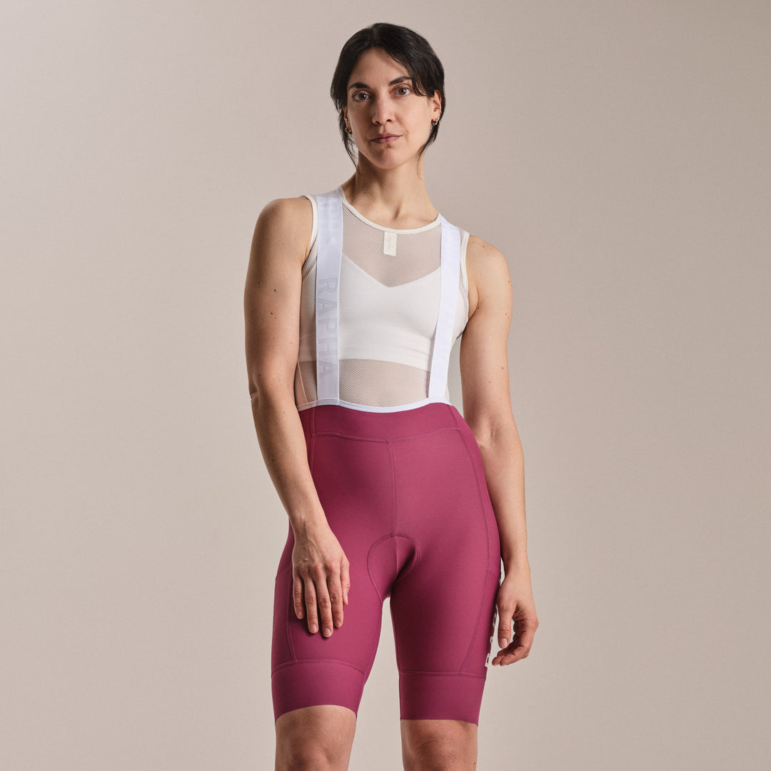 Rapha Women's Pro Team Cargo Bib Shorts - Regular (Raspberry/White) - Dragonspine Cycling