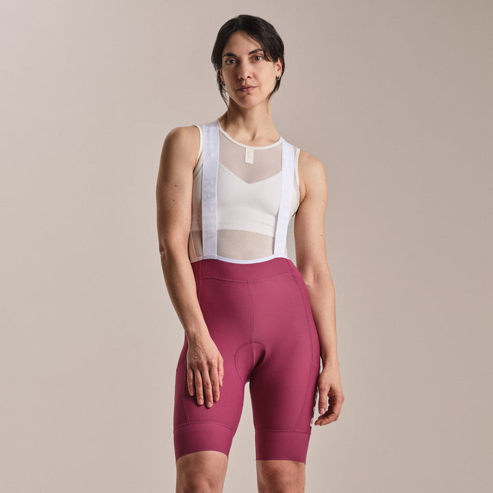 Rapha Women's Pro Team Cargo Bib Shorts - Regular (Raspberry/White) - Dragonspine Cycling