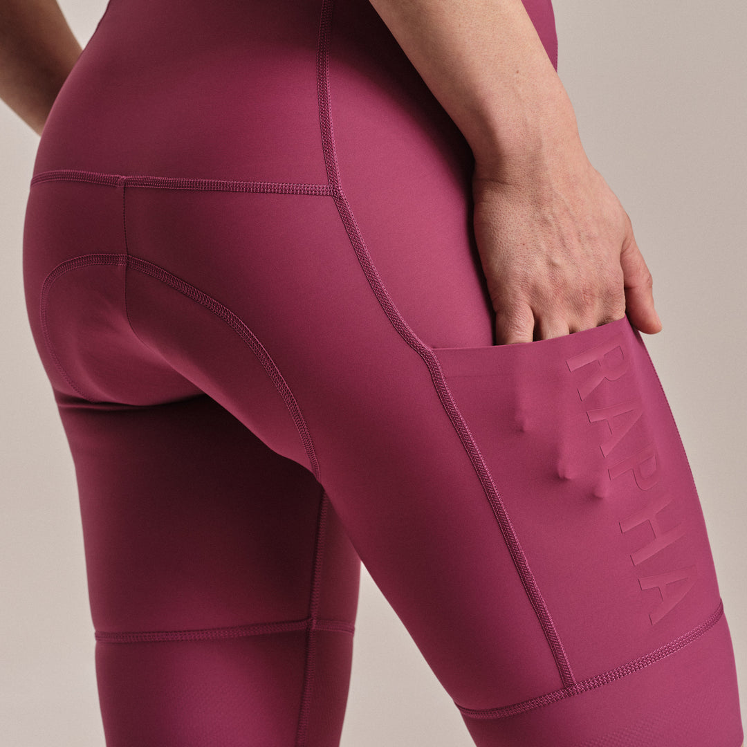 Rapha Women's Pro Team Cargo Bib Shorts - Regular (Raspberry/White) - Dragonspine Cycling