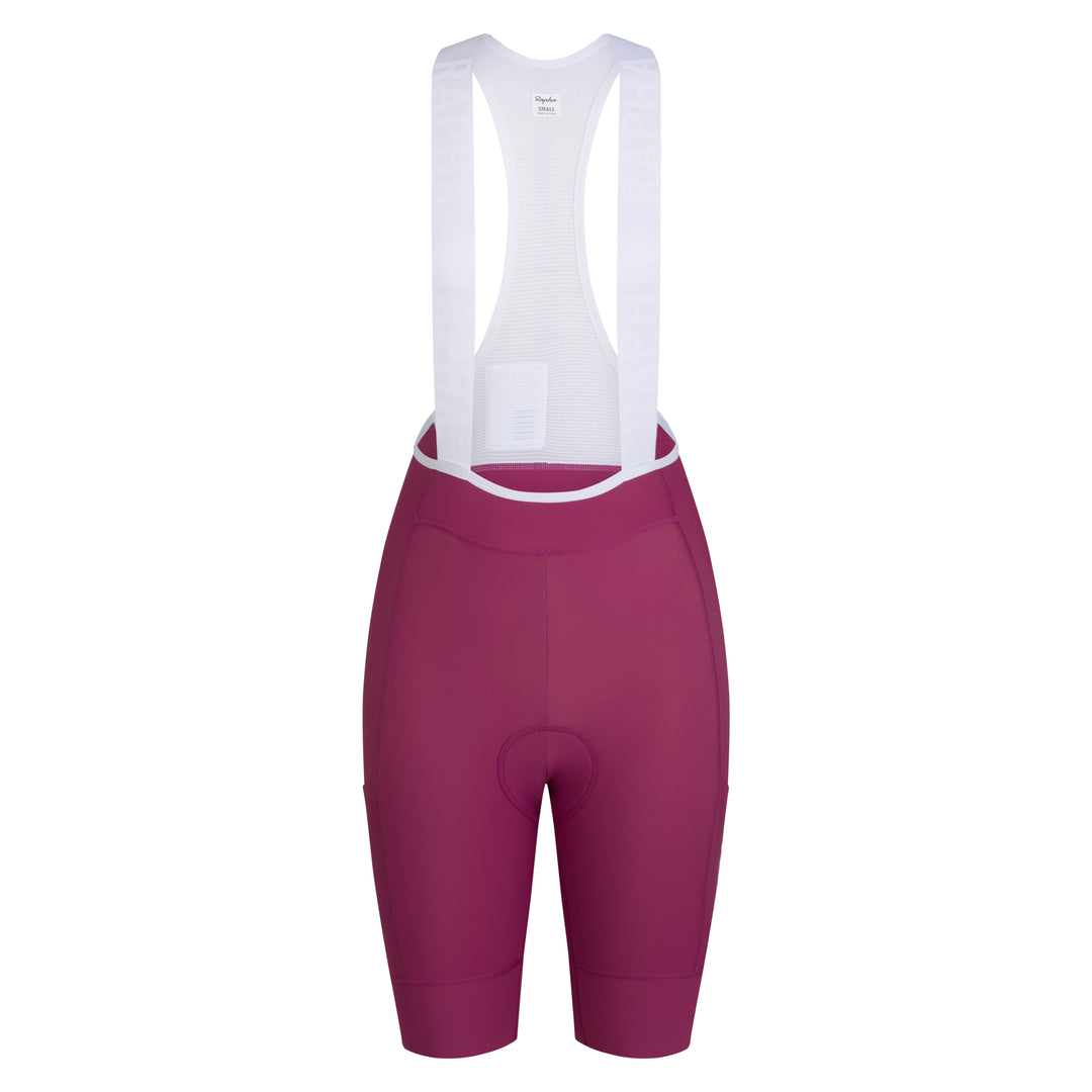 Rapha Women's Pro Team Cargo Bib Shorts - Regular (Raspberry/White) - Dragonspine Cycling