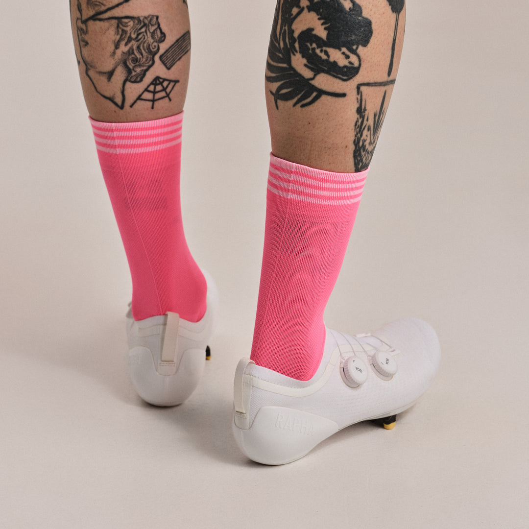 Rapha RCC Pro Team Socks - Regular (High-Vis Pink/Fog) - Dragonspine Cycling