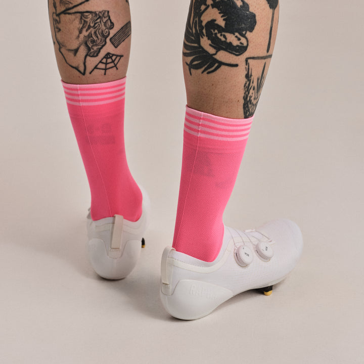 Rapha RCC Pro Team Socks - Regular (High-Vis Pink/Fog) - Dragonspine Cycling