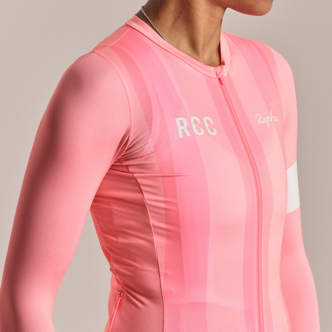 Rapha Women's RCC Pro Team Long Sleeve LW Jersey (Light Pink/High-Vis Pink) - Dragonspine Cycling