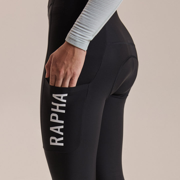 Rapha Women's Pro Team Lightweight Cargo Tights (Black/White) - Dragonspine Cycling