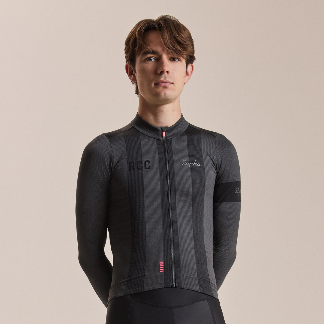 Rapha Men's RCC Pro Team Long Sleeve Midweight Jersey (Stealth Black/Black) - Dragonspine Cycling