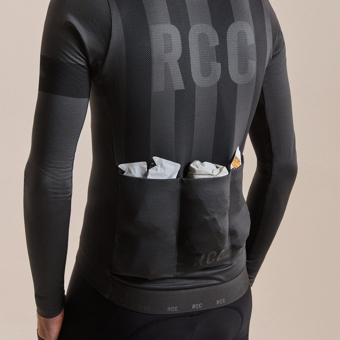 Rapha Men's RCC Pro Team Long Sleeve Midweight Jersey (Stealth Black/Black) - Dragonspine Cycling