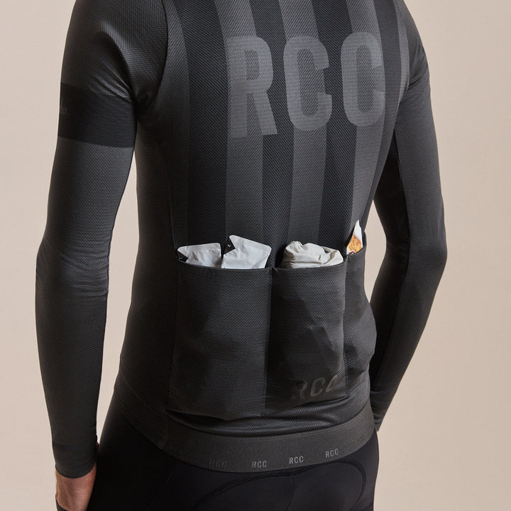Rapha Men's RCC Pro Team Long Sleeve Midweight Jersey (Stealth Black/Black) - Dragonspine Cycling