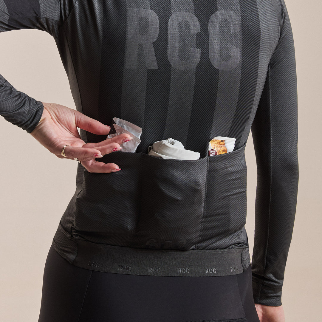 Rapha Women's RCC Pro Team Long Sleeve Midweight Jersey (Stealth Black/Black) - Dragonspine Cycling