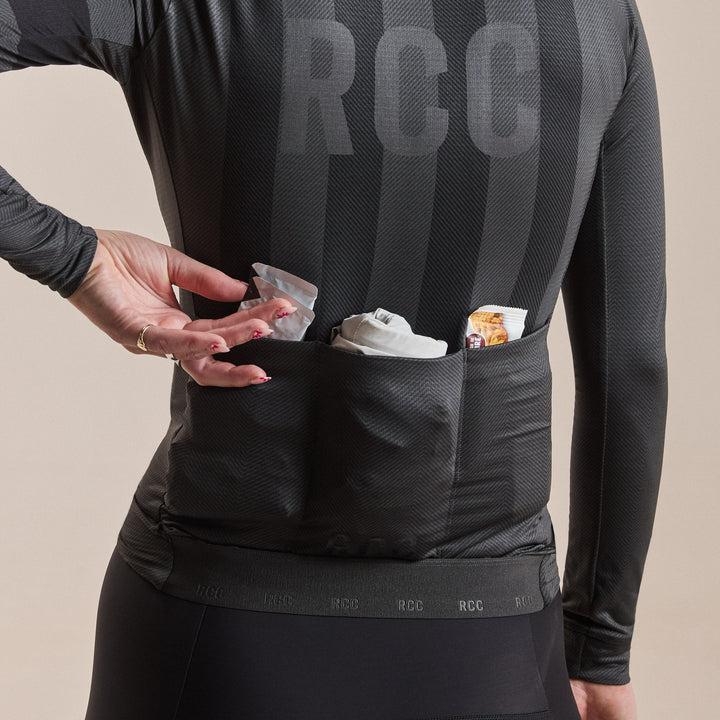 Rapha Women's RCC Pro Team Long Sleeve Midweight Jersey (Stealth Black/Black) - Dragonspine Cycling