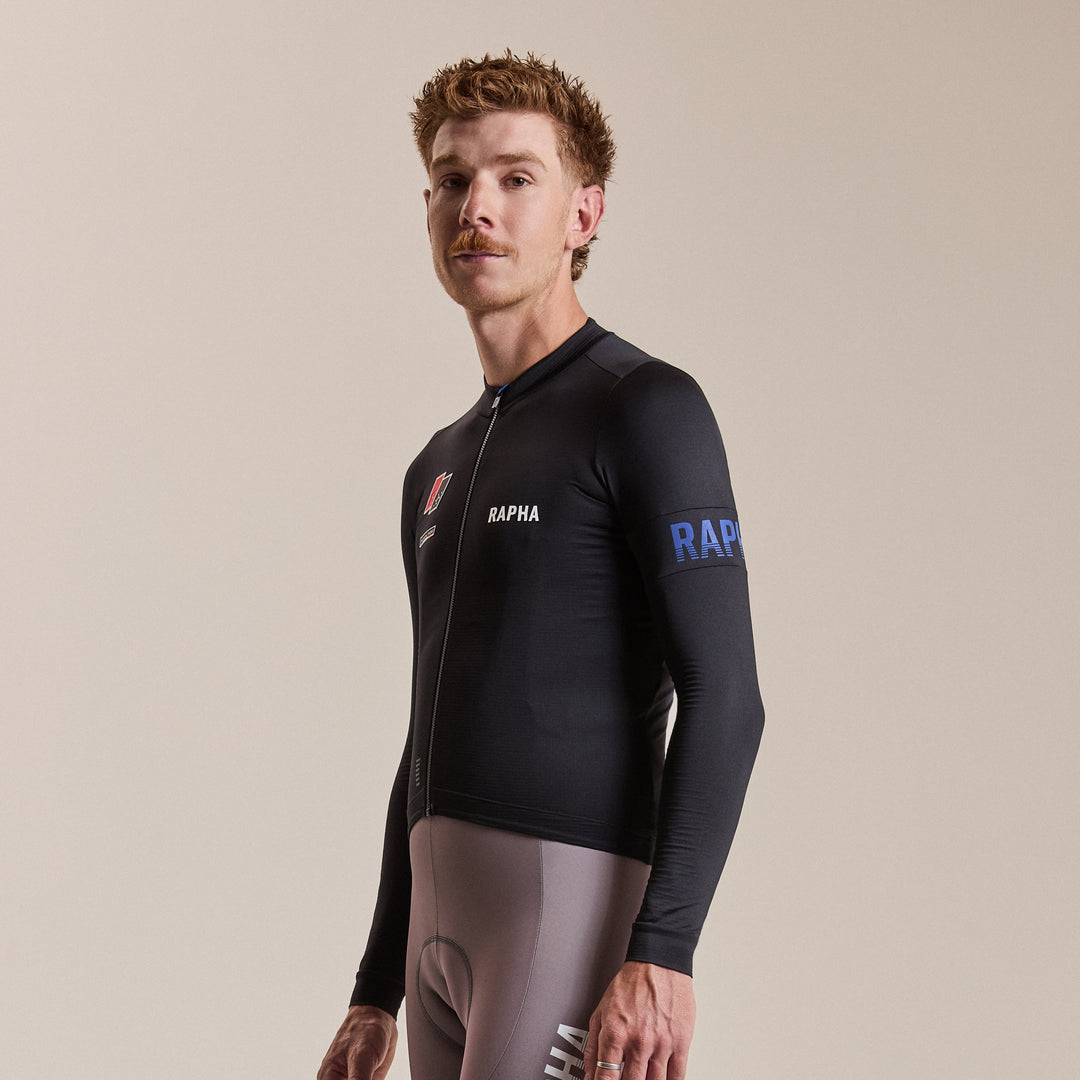 Rapha Men's Pro Team LS Midweight Jersey - Novantasei (Black/Blue) - Dragonspine Cycling