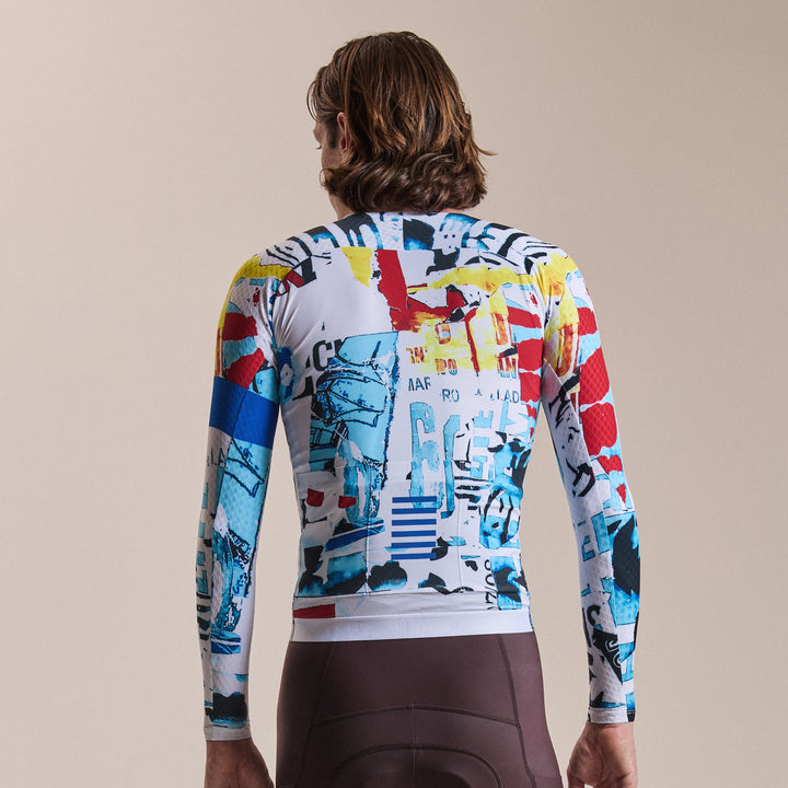 Rapha Rapha + David Carson Men's Pro Team LS Aero Jersey (White/Cobalt) - Dragonspine Cycling