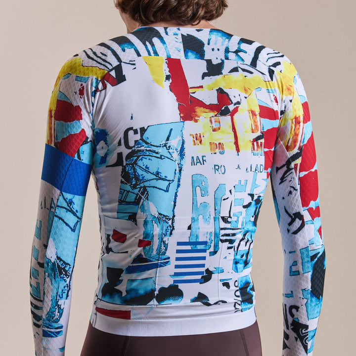Rapha Rapha + David Carson Men's Pro Team LS Aero Jersey (White/Cobalt) - Dragonspine Cycling