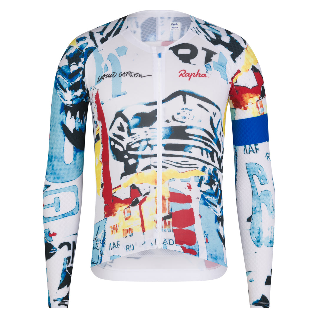 Rapha Rapha + David Carson Men's Pro Team LS Aero Jersey (White/Cobalt) - Dragonspine Cycling