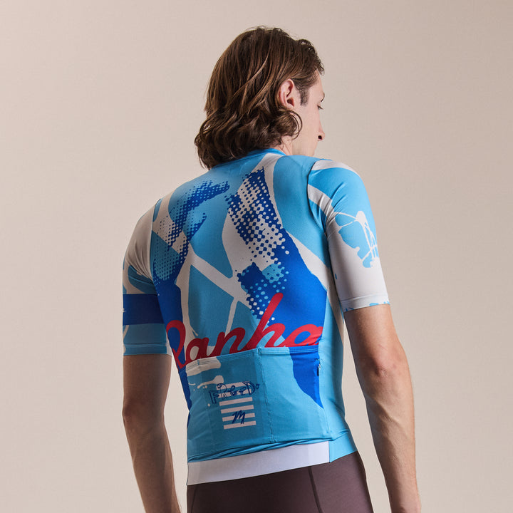 Rapha Rapha + David Carson Men's Pro Team Rouleur Jersey (Cornflower/Cobalt) - Dragonspine Cycling