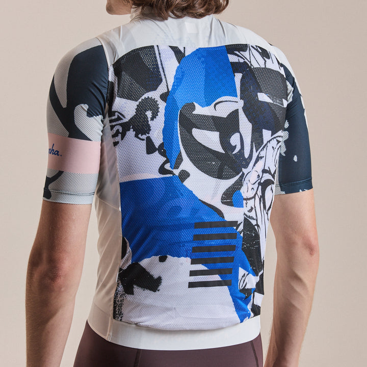 Rapha Rapha + David Carson Men's Pro Team Gilet (White/Cobalt) - Dragonspine Cycling