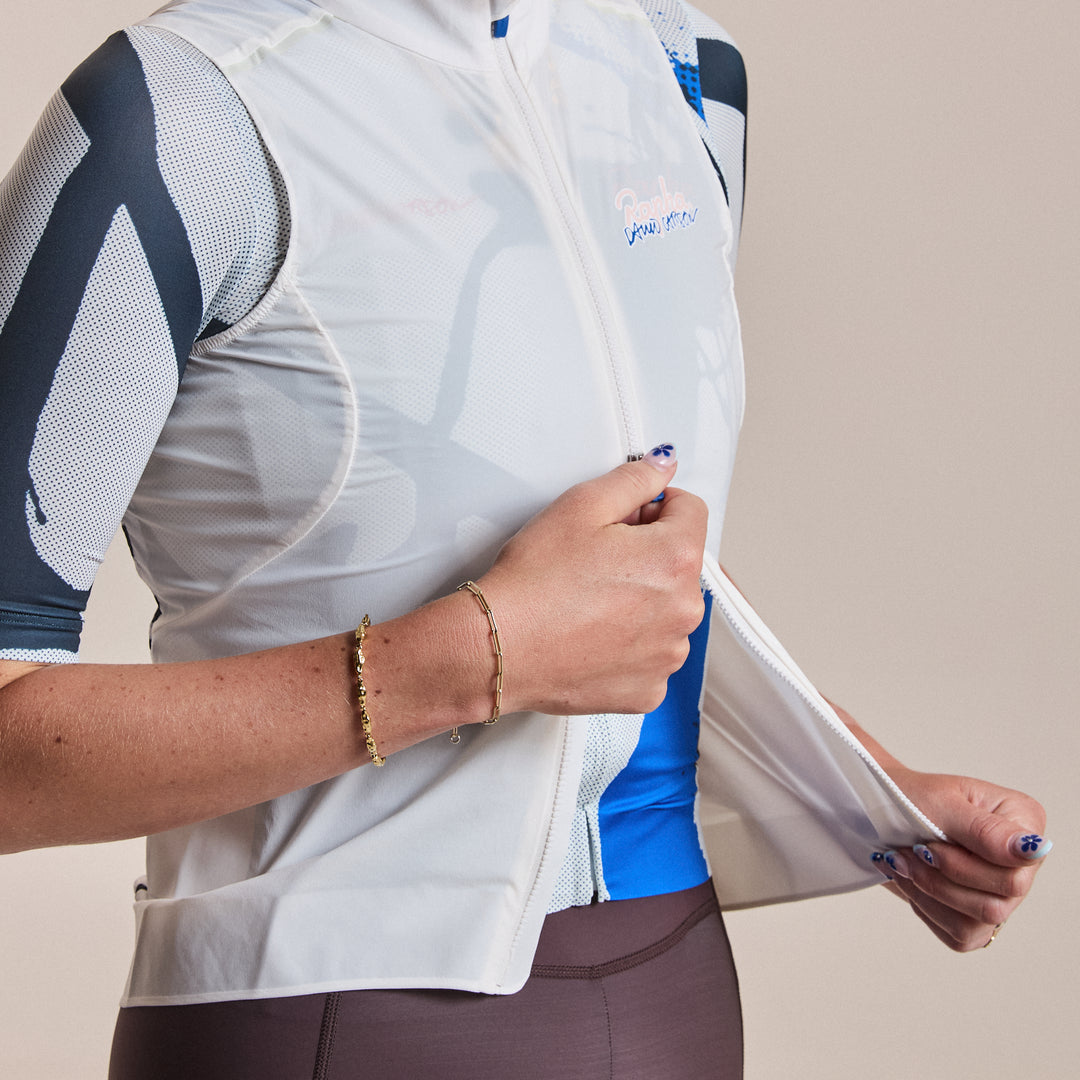 Rapha Rapha + David Carson Women's Pro Team Gilet (White/Cobalt) - Dragonspine Cycling