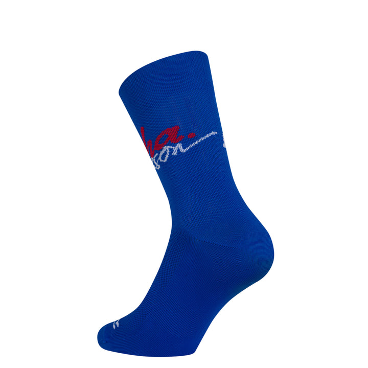 Rapha Rapha + David Carson Pro Team Socks (Cobalt/Red Lava) - Dragonspine Cycling