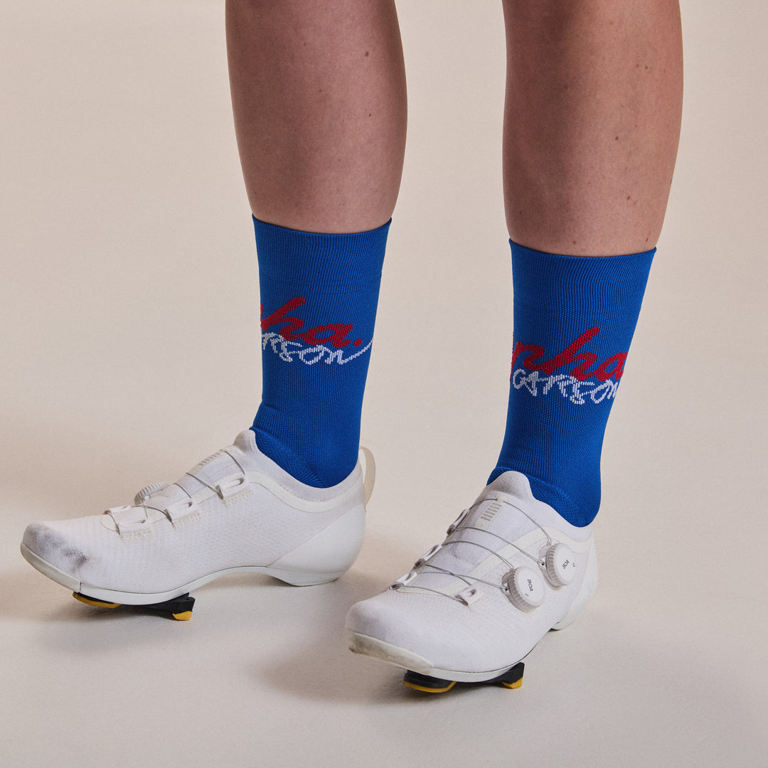 Rapha Rapha + David Carson Pro Team Socks (Cobalt/Red Lava) - Dragonspine Cycling