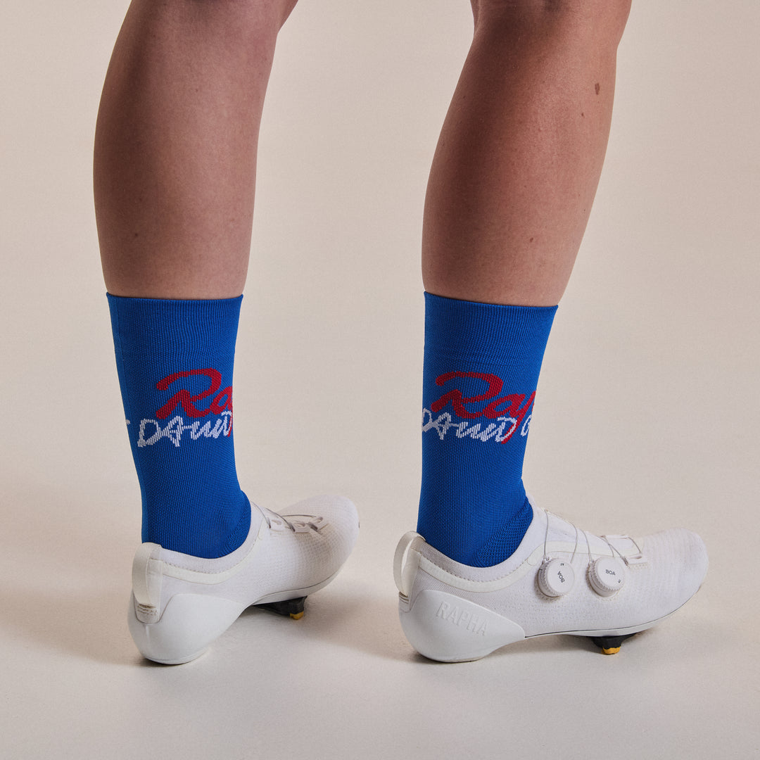 Rapha Rapha + David Carson Pro Team Socks (Cobalt/Red Lava) - Dragonspine Cycling
