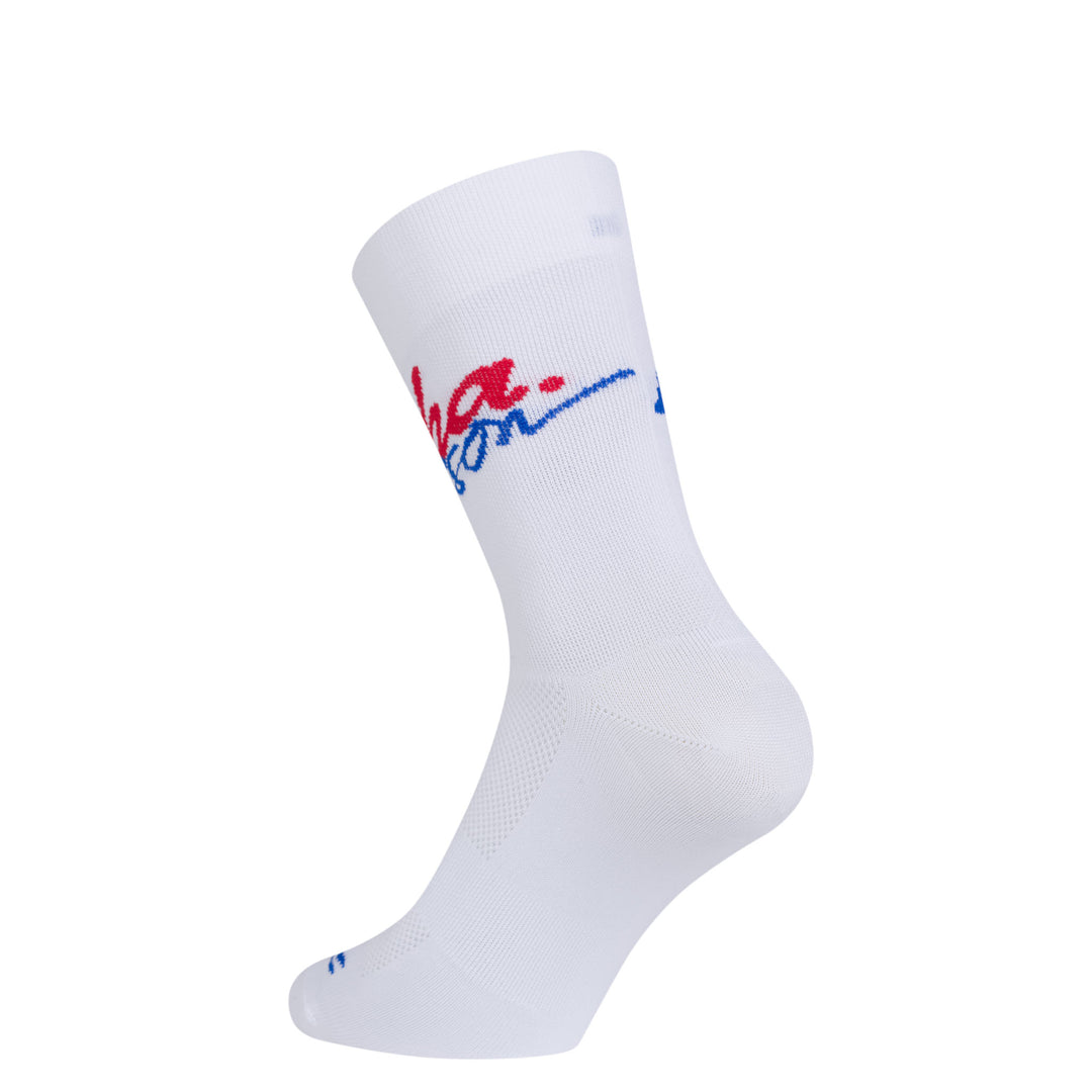 Rapha Rapha + David Carson Pro Team Socks (White/Cobalt) - Dragonspine Cycling