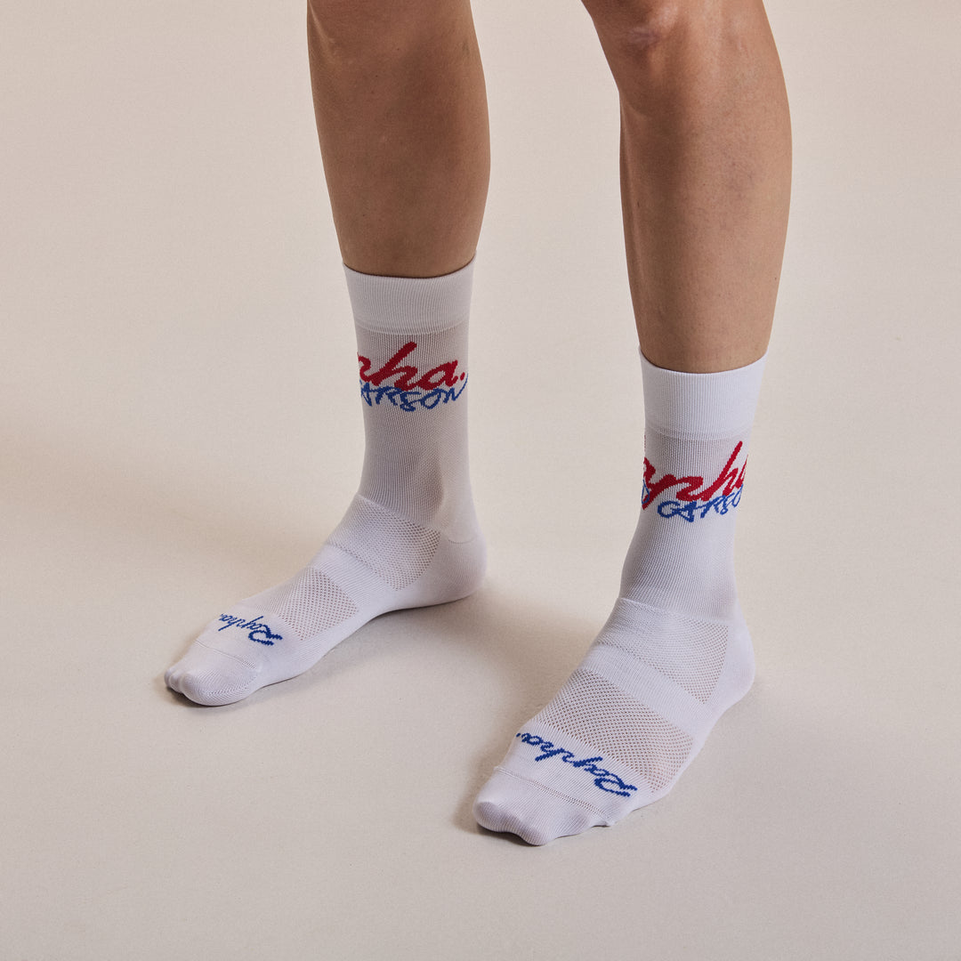 Rapha Rapha + David Carson Pro Team Socks (White/Cobalt) - Dragonspine Cycling