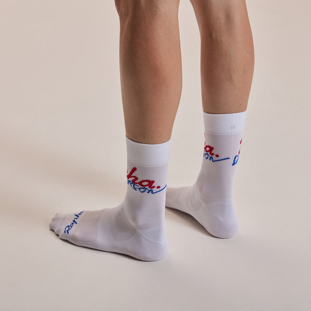 Rapha Rapha + David Carson Pro Team Socks (White/Cobalt) - Dragonspine Cycling