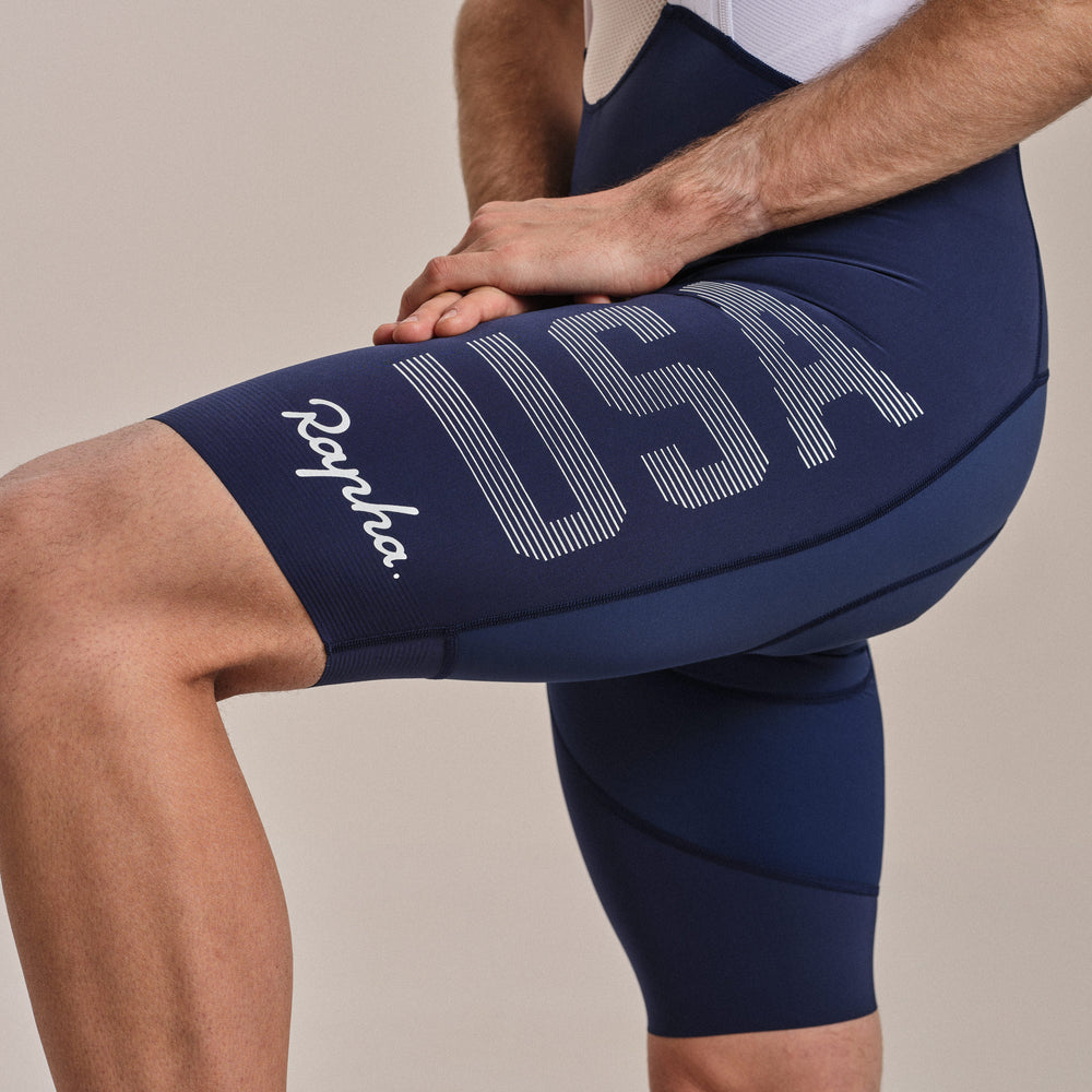Rapha USA Men's Pro Team Bib Shorts III - Regular (Multicolour) - Dragonspine Cycling