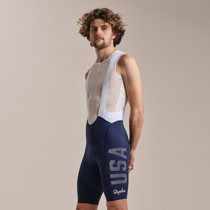 Rapha USA Men's Pro Team Bib Shorts III - Regular (Multicolour) - Dragonspine Cycling