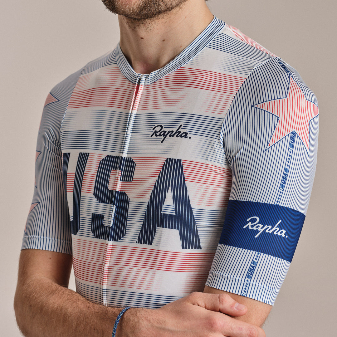 Rapha USA Men's Pro Team Rouleur Jersey (Multicolour Red) - Dragonspine Cycling