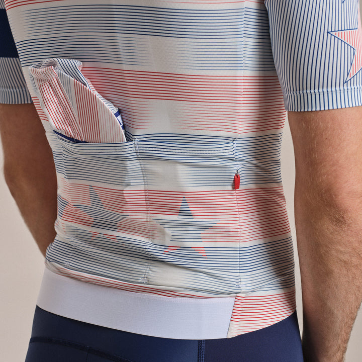 Rapha USA Men's Pro Team Rouleur Jersey (Multicolour Red) - Dragonspine Cycling