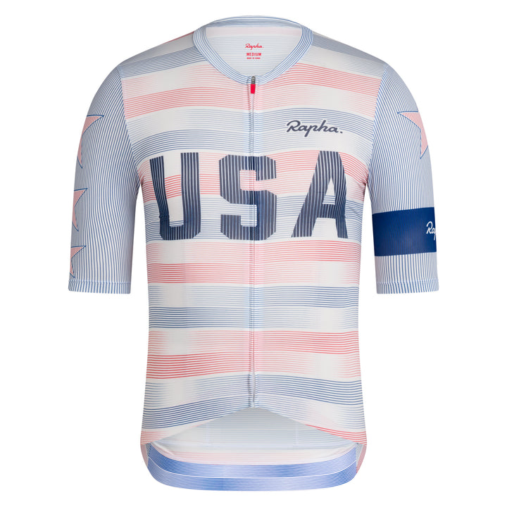Rapha USA Men's Pro Team Rouleur Jersey (Multicolour Red) - Dragonspine Cycling