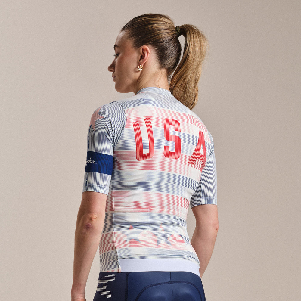 Rapha USA Women's Pro Team Rouleur Jersey (Multicolour Red) - Dragonspine Cycling