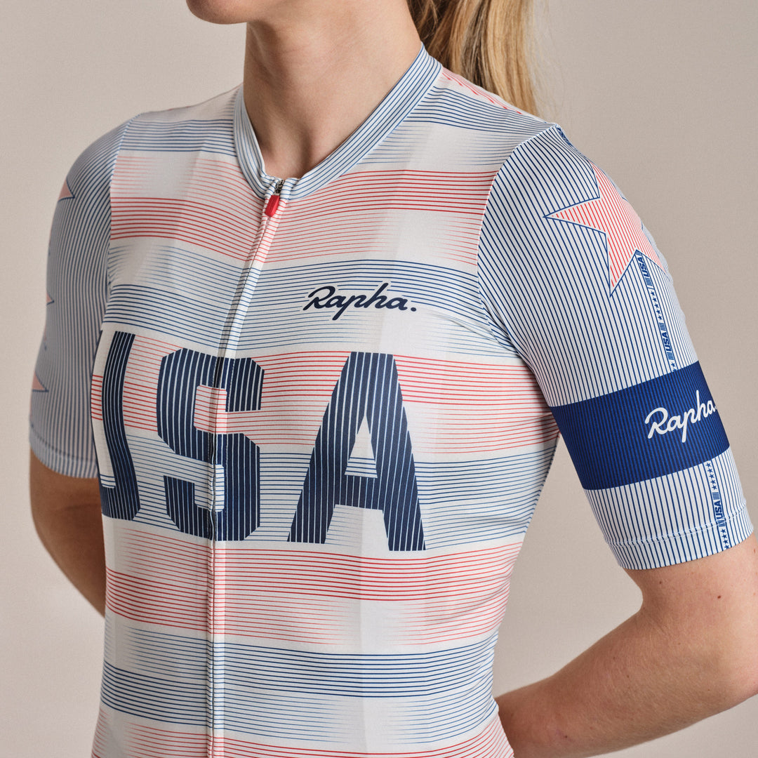 Rapha USA Women's Pro Team Rouleur Jersey (Multicolour Red) - Dragonspine Cycling
