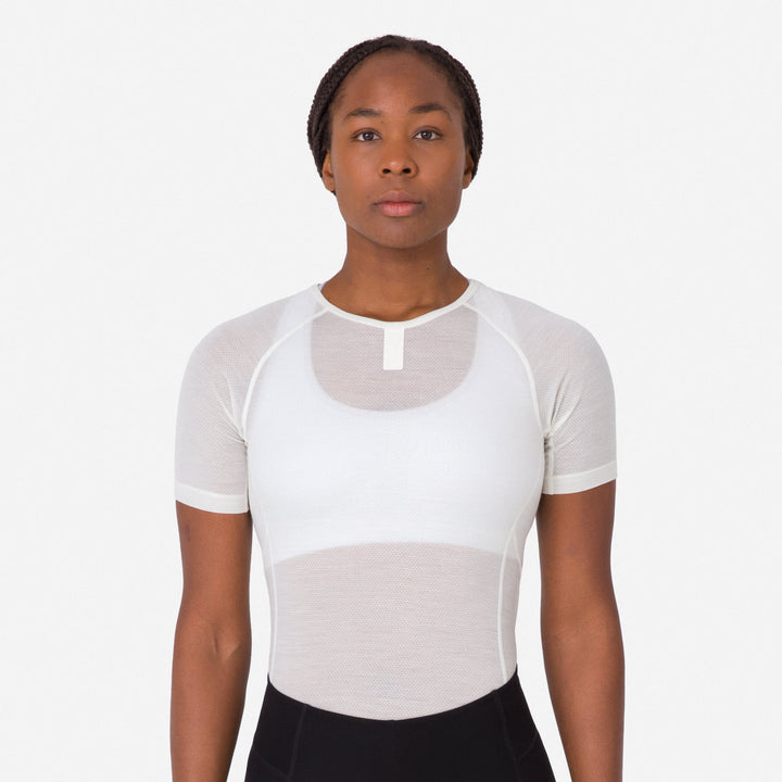 Rapha Women's Merino Lightweight Base Layer - Short Sleeve (Cream/White) - Dragonspine Cycling