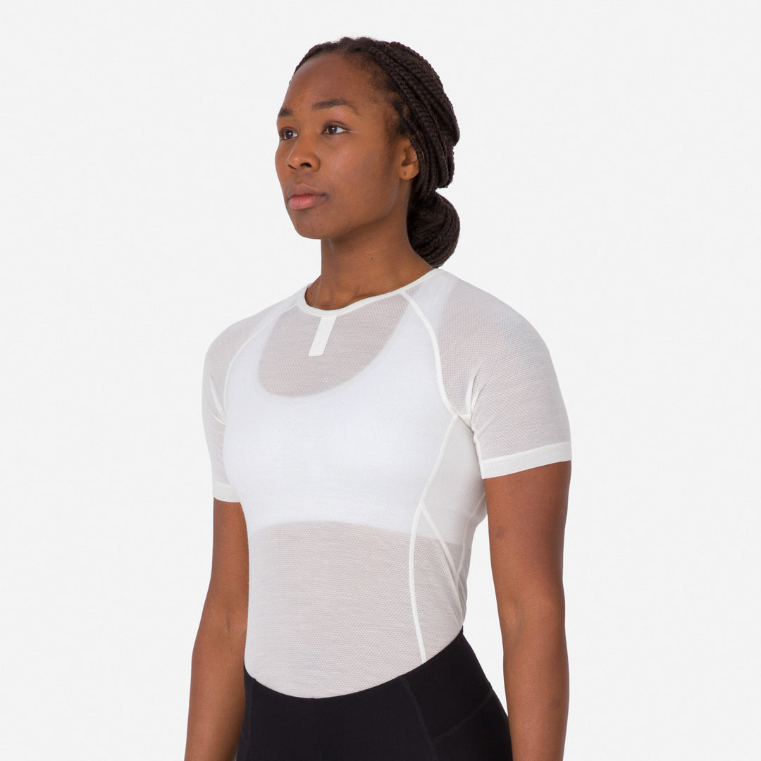 Rapha Women's Merino Lightweight Base Layer - Short Sleeve (Cream/White) - Dragonspine Cycling
