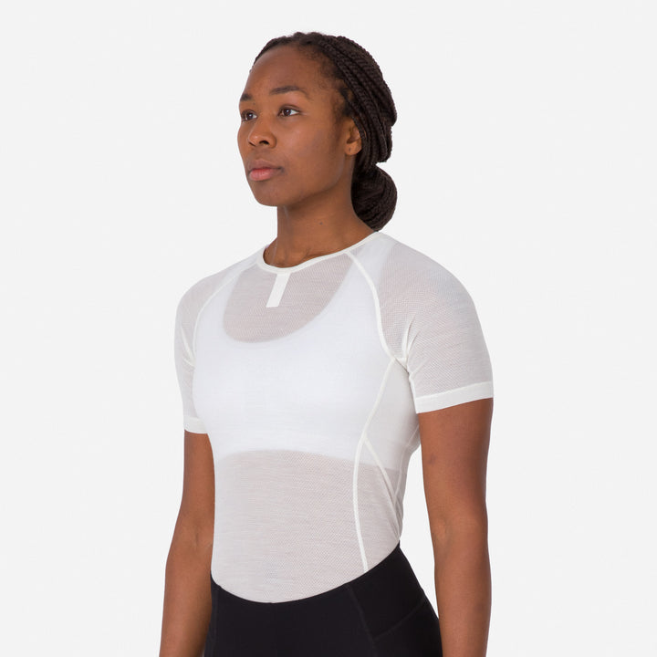 Rapha Women's Merino Lightweight Base Layer - Short Sleeve (Cream/White) - Dragonspine Cycling