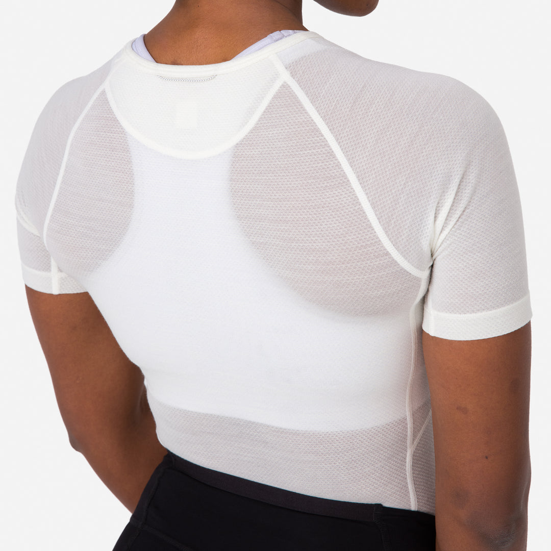 Rapha Women's Merino Lightweight Base Layer - Short Sleeve (Cream/White) - Dragonspine Cycling