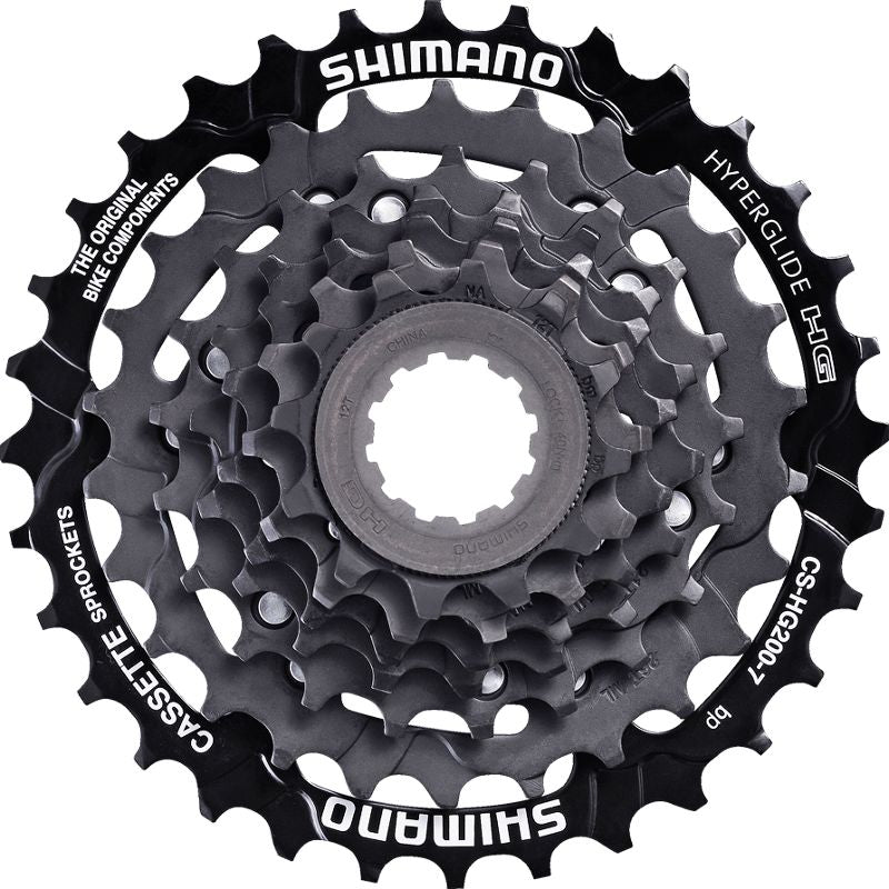 Cassettes and Cogs Shimano Shimano Tourney CS-HG200 Cassette - 7 Speed 12-32t Black Dark Slate Gray