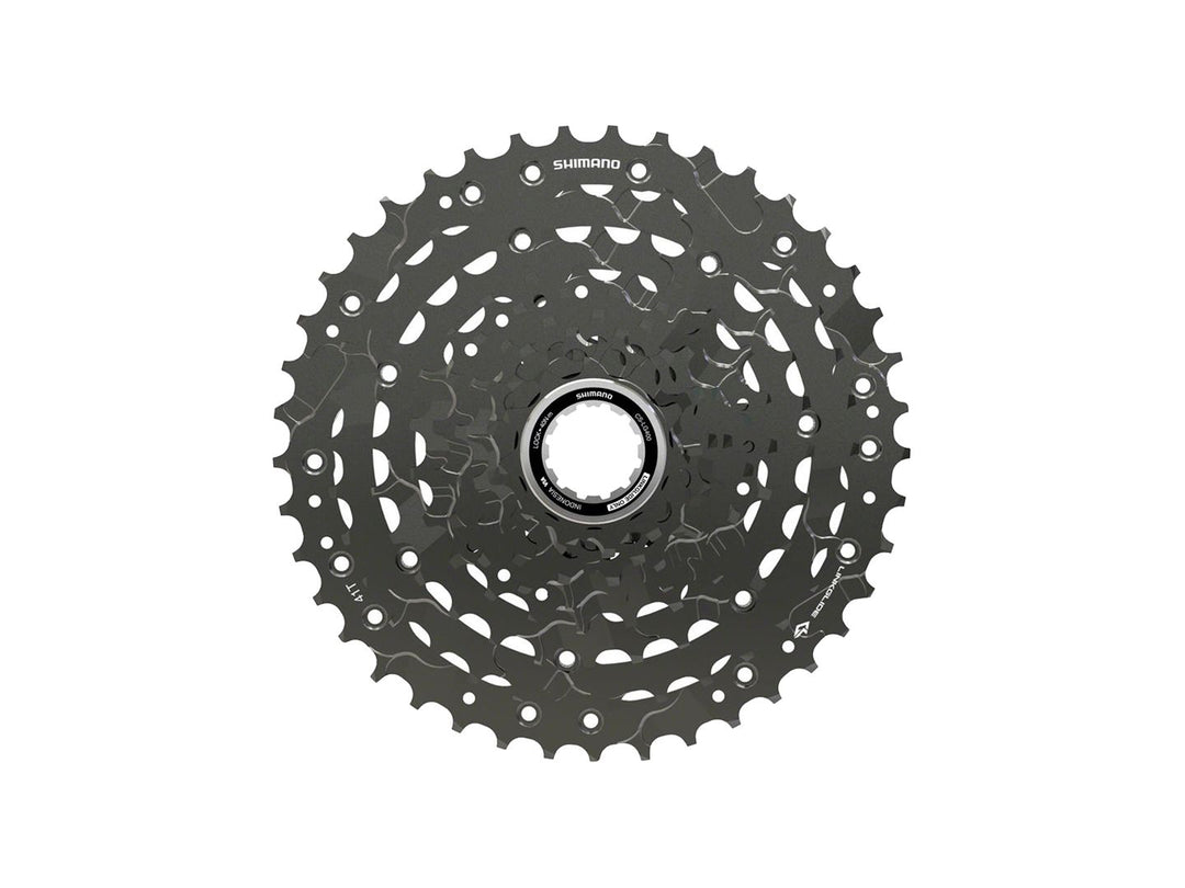 Cassettes and Cogs Shimano Shimano CUES  CS-LG400-9 Cassette - 9-Speed 11-41t LINKGLIDE Black Dark Slate Gray
