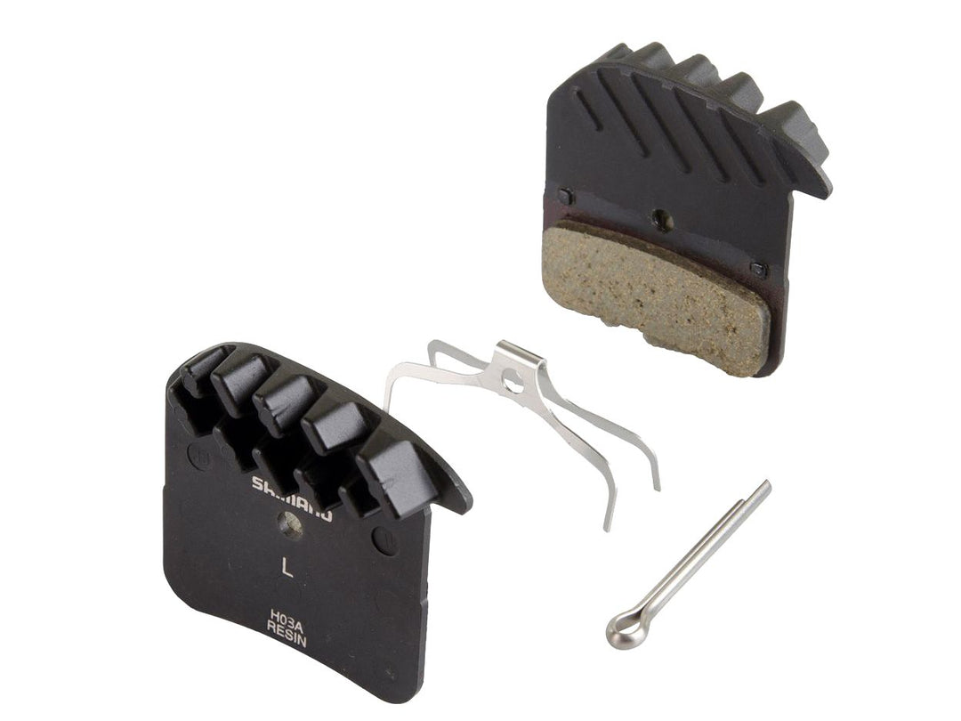 Disc Brake Pads Shimano Shimano H03A-RF Disc Brake Pad Spring - Resin Compound Finned Alloy Back Plate One Pair Dark Slate Gray