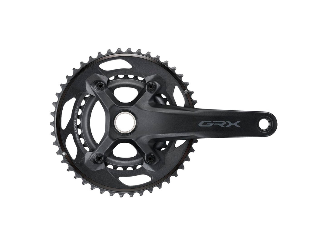 Cranksets and Arms Shimano Shimano GRX FC-RX610-2 Crankset - 172.5mm 12-Speed 46/30t 110/80 BCD Hollowtech II Spindle Interface BLK Dark Slate Gray