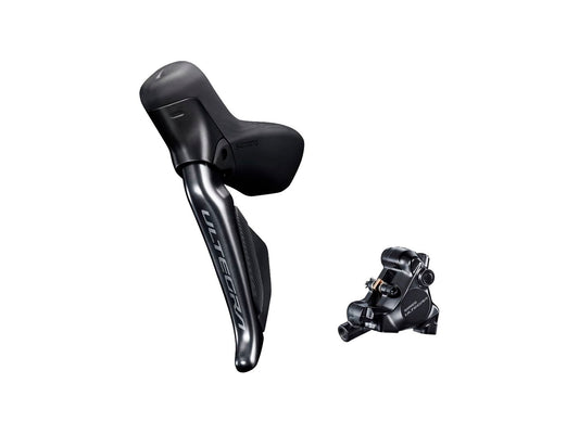 Shimano Ultegra ST-R8170A Di2 Shift/Brake Lever BR-R8170 Hydraulic Disc Brake Caliper - Left/Front 2x Flat Mount BLK