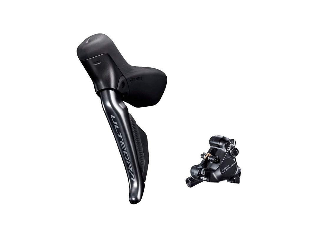 Brake/Shift Lever - Drop Bar Shimano Shimano Ultegra ST-R8170F Di2 Shift/Brake Lever BR-R8170 Hydraulic Disc Brake Caliper - Left/Front 2x Flat Mount BLK Dark Slate Gray