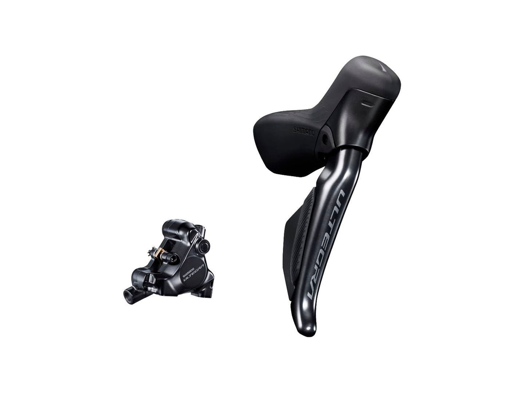 Brake/Shift Lever - Drop Bar Shimano Shimano Ultegra ST-R8170F Di2 Shift/Brake Lever BR-R8170 Hydraulic Disc Brake Caliper - Right/Rear 12-Speed Flat Mount BLK Dark Slate Gray
