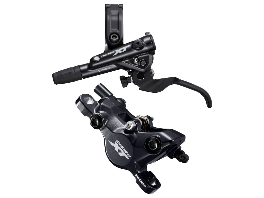 Disc Brake & Lever Shimano Shimano Deore XT BL-M8100/BR-M8100 Disc Brake Lever - Front Hydraulic Post Mount 2-Piston Finned Pads I-SPEC EV Clamp Band BLK Dark Slate Gray