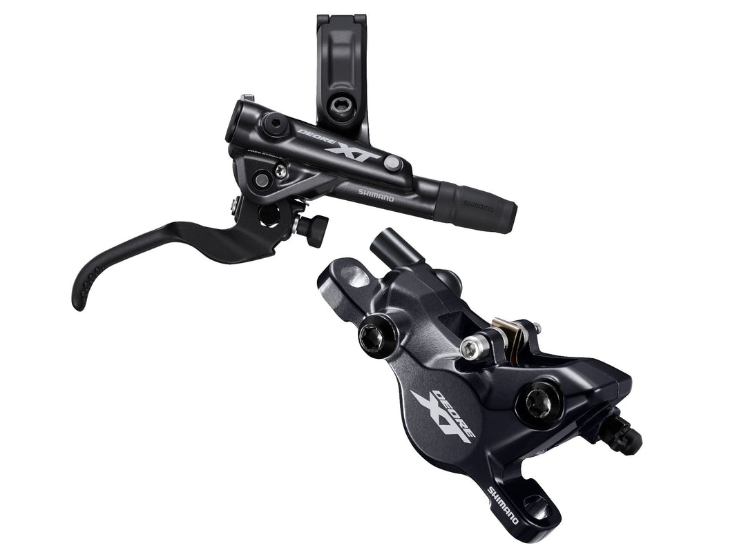 Disc Brake & Lever Shimano Shimano Deore XT BL-M8100/BR-M8100 Disc Brake Lever - Rear Hydraulic Post Mount 2-Piston Finned Pads I-SPEC EV Clamp Band BLK Dark Slate Gray