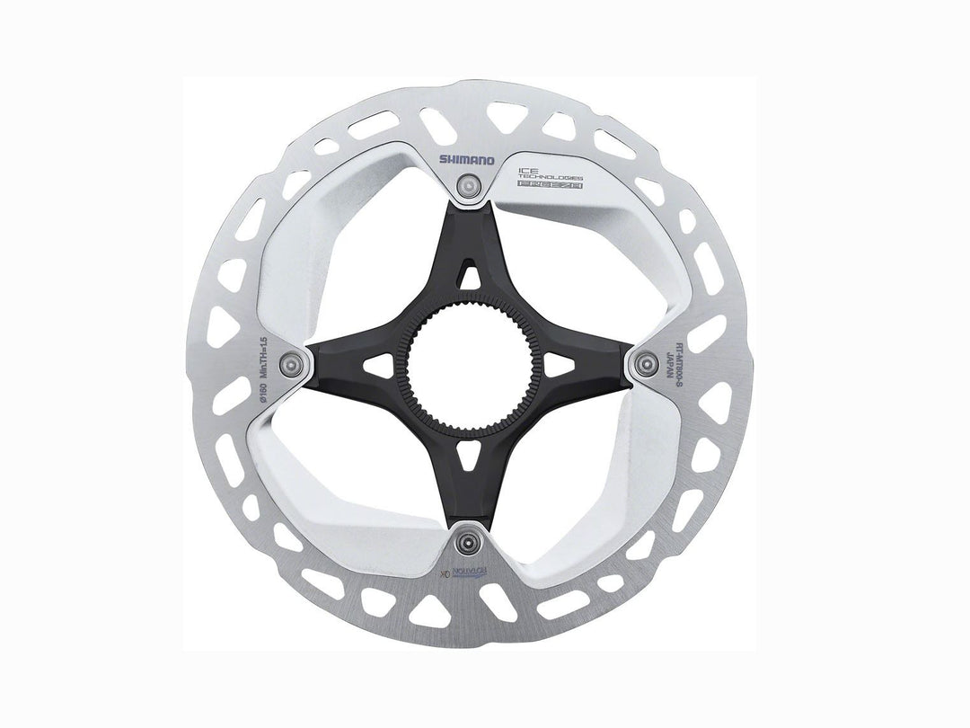 Disc Rotor Shimano Shimano Deore XT RT-MT800-S Disc Brake Rotor External Lockring - 160mm Center Lock Silver/BLK Light Gray