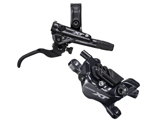 Shimano Deore XT BL-M8100/BR-M8120 Disc Brake Lever - Rear Hydraulic Post Mount 4-Piston Finned Pads I-SPEC EV Clamp Band BLK